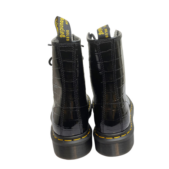 NEW Dr. Marten's 1460 Patent Leather Crocodile Print Boots 8 - Picture 2 of 5